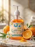 TUSHAZ Orange Citrus Hand Wash is a premium daily protection liquid soap designed to infuse your personal care routine with a vibrant, refreshing burst of energy. Packaged in a 500ml transparent bottle paired with an ergonomic white pump