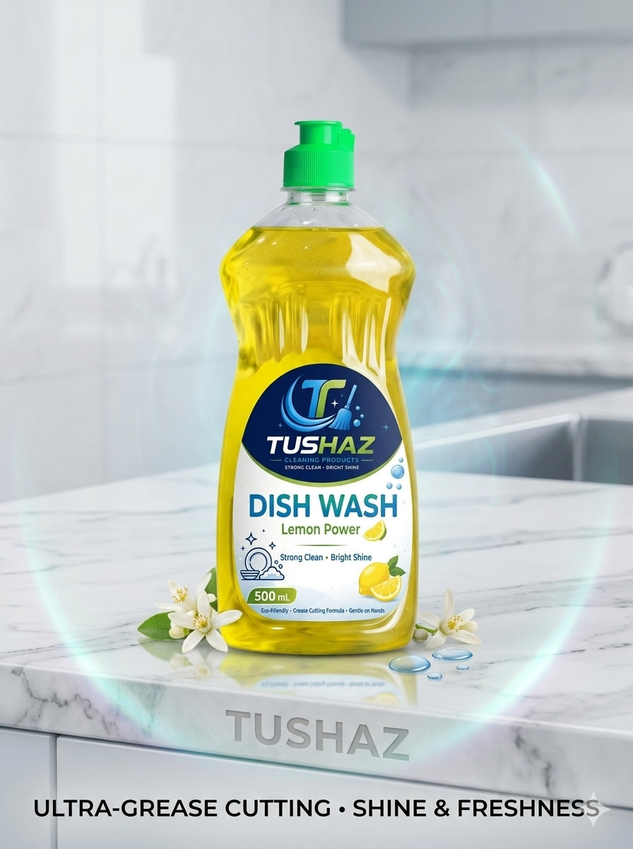 Tushaz Dish Wash – Lemon Power & Ultra Grease-Cutting Gel