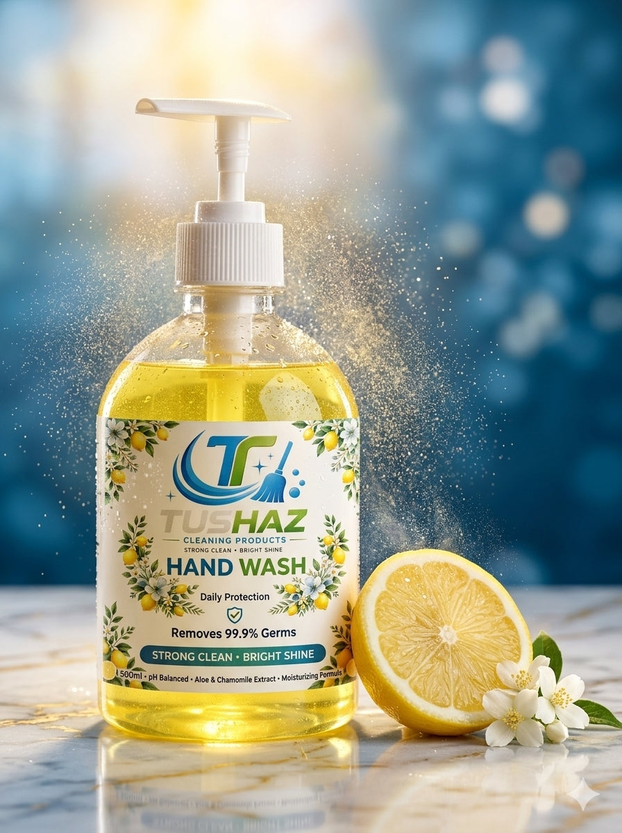 TUSHAZ Lemon Fresh Hand Wash is a premium daily protection liquid soap formulated to elevate your everyday sanitation routine into a crisp, sensory experience. Featuring a clean white label adorned with bright citrus graphics